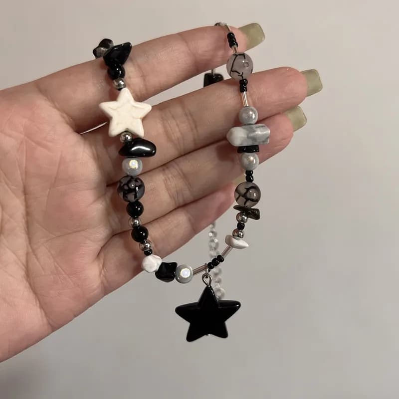 Korean Fashion Cow Star Pendant Necklace Punk Aesthetic Red Necklace For Women Y2K Choker Accessories Vintage Charm Jewelry