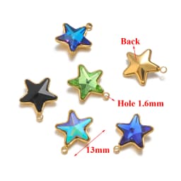 5Pcs Stainless Steel Star Glass Charms Pendants for DIY Fashion Jewelry Girl Gifts Necklace Materials Findings Bracelets Bulk