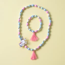 2pcs/Set Fashion Natural Wood Beads Jewelry Cute Animal Pattern Necklace Bracelet For Children Party Jewelry Girl Birthday Gift