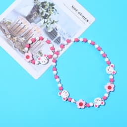 2pcs/Set Fashion Natural Wood Beads Jewelry Cute Animal Pattern Necklace Bracelet For Children Party Jewelry Girl Birthday Gift