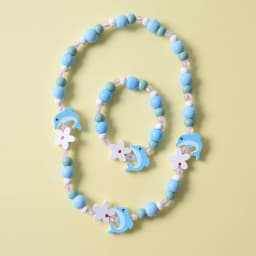 2pcs/Set Fashion Natural Wood Beads Jewelry Cute Animal Pattern Necklace Bracelet For Children Party Jewelry Girl Birthday Gift