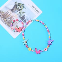 2pcs/Set Fashion Natural Wood Beads Jewelry Cute Animal Pattern Necklace Bracelet For Children Party Jewelry Girl Birthday Gift