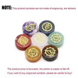 7pcs/Pack Round Shaped 7 Chakra Natural Stone Ornament Amethyst Quartz Energy Engraved Symbols Reiki Divination Healing 16-18mm