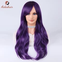 Aideshair Dark green midsection diagonal bangs long curly wig for women heat-resistant fiber synthetic wig daily Cosplay party