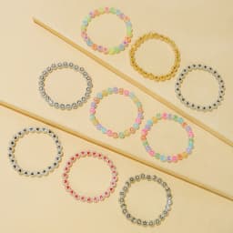9pcs Girls Heart Star Cloud Smiling Face Luminous Beads Elastic Bracelet Set Girls Accessories Ideal choice for Gifts