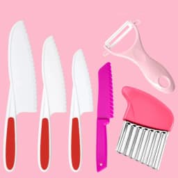 6pcs Montessori Kitchen Tools for Toddlers Kids Cooking Cutter Set Plastic Fruit Knives Children DIY Peeler Kitchen Accessories
