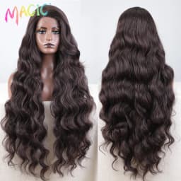 Magic Synthetic Lace Front Wig Long Wavy 36 Inch Cosplay Body Wavy Side Part Lace Wig For Women Lace Front Wig Ombre Blonde Wig