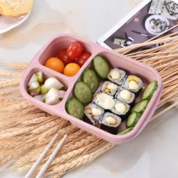 Wheat Straw Lunch Box Portable Bento Box With Compartment Picnic Bento Box Fruit Container Microwave Oven Dinnerware for Student