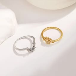 YILUOCD 925 Sterling Silver Sun and Moon Ring Set for Women Sparkling Cubic Zirconia Stackable Rings Promise Couple Fine Jewelry