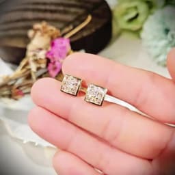 Huitan Luxury Gold Color Square Stud Earrings Women Ear Piercing with CZ Stone Simple Stylish Cool Earrings Hip Hop Jewelry
