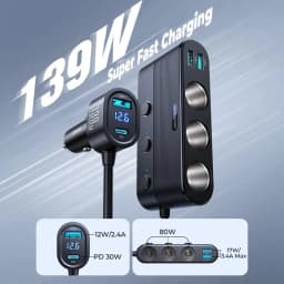 Joyroom 139W 7 in 1 Car Charger Adapter Fast PD QC3.0 Socket Cigarette Lighter Splitter Charge Independent Switches DC Outlet