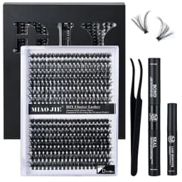 320PCS DIY Mix Clusters Kit 30D/40D Individual False Eyeashes Wispy Fluffy with Applicator Tools Self-Grafting At Home