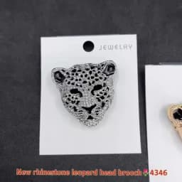 Rhinestone Leopard Brooches for Women Unisex Leopards Heads Pin Animal Lapel Pins Office Party Friend Gifts Accessories