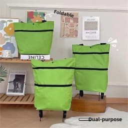 Portable Foldable Shopping Cart with Wheels Lightweight Grocery Trolley for Home Use Backpack Style Hand Pull Cart