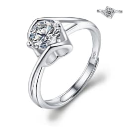 Moissanite Engagement Finger Rings Inlaid Diamond Open Ring For Women 925 Silver Promise Wedding Adjustable Rings Fine Jewelry
