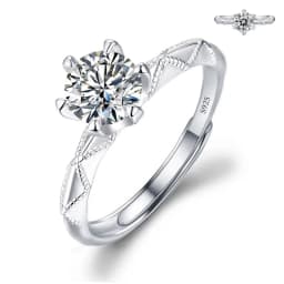 Moissanite Engagement Finger Rings Inlaid Diamond Open Ring For Women 925 Silver Promise Wedding Adjustable Rings Fine Jewelry
