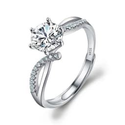Moissanite Engagement Finger Rings Inlaid Diamond Open Ring For Women 925 Silver Promise Wedding Adjustable Rings Fine Jewelry