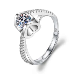Moissanite Engagement Finger Rings Inlaid Diamond Open Ring For Women 925 Silver Promise Wedding Adjustable Rings Fine Jewelry