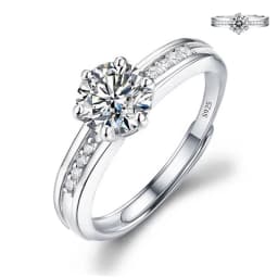 Moissanite Engagement Finger Rings Inlaid Diamond Open Ring For Women 925 Silver Promise Wedding Adjustable Rings Fine Jewelry