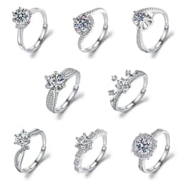 Moissanite Engagement Finger Rings Inlaid Diamond Open Ring For Women 925 Silver Promise Wedding Adjustable Rings Fine Jewelry