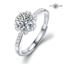 Moissanite Engagement Finger Rings Inlaid Diamond Open Ring For Women 925 Silver Promise Wedding Adjustable Rings Fine Jewelry
