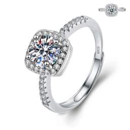 Moissanite Engagement Finger Rings Inlaid Diamond Open Ring For Women 925 Silver Promise Wedding Adjustable Rings Fine Jewelry