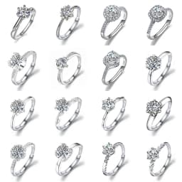 Moissanite Engagement Finger Rings Inlaid Diamond Open Ring For Women 925 Silver Promise Wedding Adjustable Rings Fine Jewelry