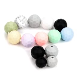 Lofca 40pcs 12/15mm Silicone Beads Polyhedron Bpa Free For Jewelry Making DIY Keychain Necklace Jewelry Accessories