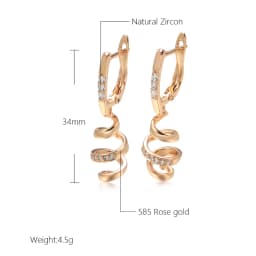 Kinel New 585 Rose Gold Drop Earrings for Women Natural Zircon Bridal Wedding Geometry Rotate Earrings Fashion Daily Jewelry