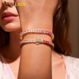 New Thin 3mm CZ 1 Row Shiny Tennis Chain Necklace Hip Hop Iced Out Bling Cubic Zircon Choker Jewelry Gold Color For Women Men