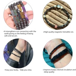 Natural Stone Black Thick Flat Beads Hematite Loose Spacer Beads for Jewelry Making DIY Bracelet Necklace Needlework Accessories