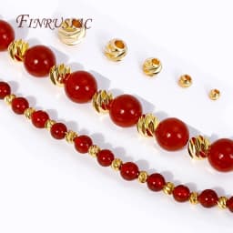 5 Sizes Round Spacer Beads 18K Gold Plated Brass Metal Beads Cut Pattern Separators Beads For DIY Handmade Jewelry Accessories