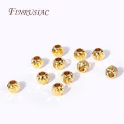 5 Sizes Round Spacer Beads 18K Gold Plated Brass Metal Beads Cut Pattern Separators Beads For DIY Handmade Jewelry Accessories