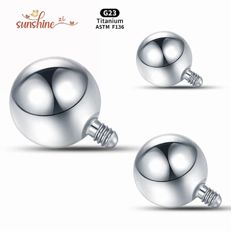 1PCS Internally Threaded Ball Titanium Replacement Ball Tongue Lip Barbell Eyebrow Earring Piercings Dermal Anchor Accessories