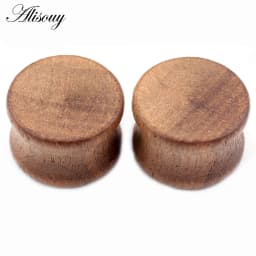 Alisouy 2PCS 8-30mm Concave Surface Natural Wood Round Ear Tunnels Plugs Expander Stretcher Gauges Earring Piercing Body Jewelry