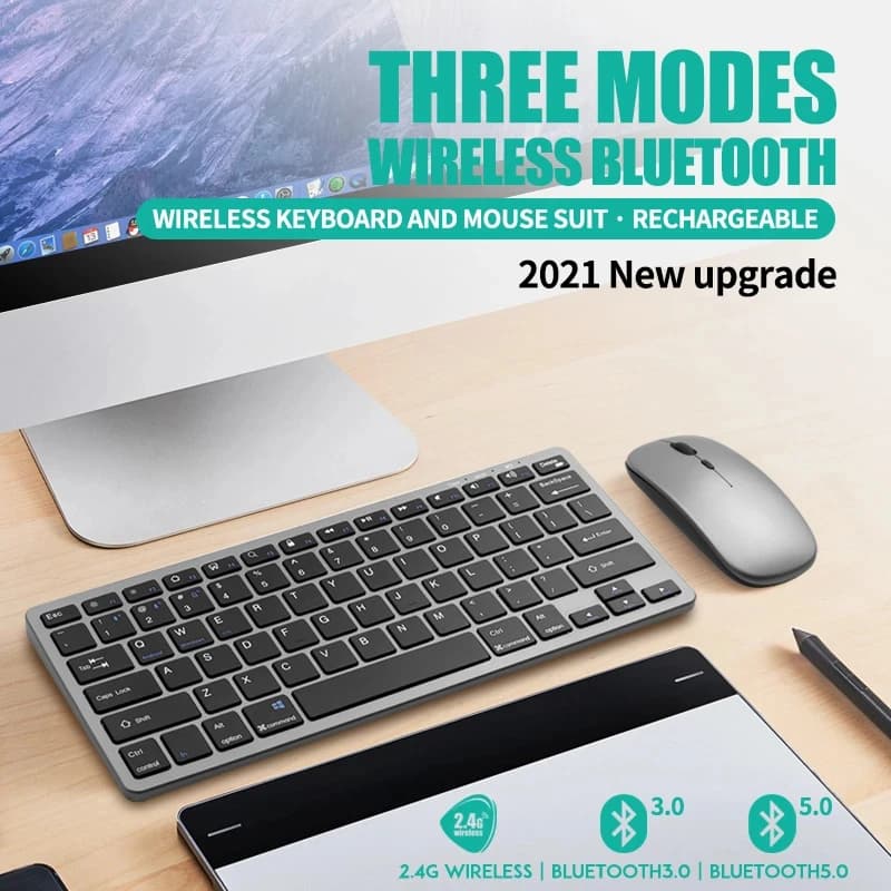 Wireless Bluetooth 2.4G Rechargeable Keyboard Mouse Combos USB Mouse 78 Keys Portable Keypad And Optical Mouse For Laptop PC