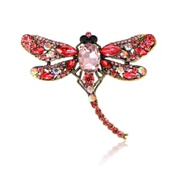 Beaut&Berry Classic Rhinestone Dragonfly Brooches for Women Unisex Insect Pins Casual Party Accessories Gifts Friends Decoration