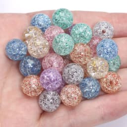 100-30pcs 8 10 12mm Cracked Acrylic Round Beads Glitter Loose Spacer Beads For Jewelry Making Diy Bracelet Necklace Keychain