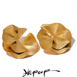 Yhpup Creative Stainless Steel Metal Flower Big Stud Earrings Fashion Attractive Statement Jewelry Women Personality Gift
