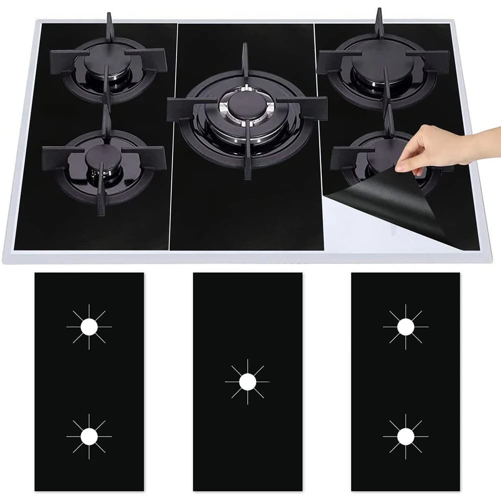 3PCS Gas Stove Pad Gas Stove Protective Covers 5-Hole Kitchen Cleaning Anti-dirty Non-stick Reusable Stovetop Protector Pads