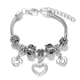 Multi Style Rhinestone 6 Color Beaded Bangle Lobster Buckle Adjustable Snake Chain Elephant Bracelet Pendant Woman Jewelry Gift