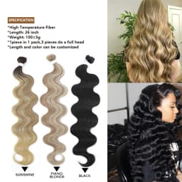 Body Wave Bundles Hair Weave Bundles 1/3 PCS Synthetic Hair Bundles Natural /Jet Black Fake Hair Extensions