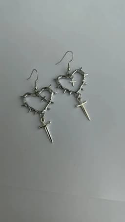 Punk Gothic Heart Earrings For Women Fashion Korean Jewelry Gifts Accessories Star Thorn Heart Colored Crystal Pendant Ear Hooks