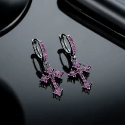 Punk Gothic Heart Earrings For Women Fashion Korean Jewelry Gifts Accessories Star Thorn Heart Colored Crystal Pendant Ear Hooks