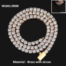 Hip Hop Jewelry Cubic Zirconia Iced Out Tennis Chain Iced Out 18k Gold Plated Bling Necklace For Women Drop Shipping