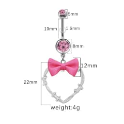 Beautiful Bow Belly Button Ring for Women Heart-shaped Belly Piercing Jewerly Surgical Steel Body Piercing Jewelry