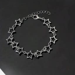 Y2K Five Pointed Stars Charm Bracelet Vintage Silver Color Pentagram Chain Bracelets For Women