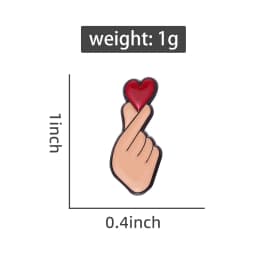 Hand Heart Gesture Enamel Pins Custom Sign Language Brooches Lapel Badges Jewelry Gift for Lover