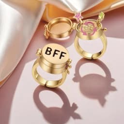 YILUOCD 2 Pcs Anime Couple Opening Adjustable Rings Forever Best Friend Spinner Ring Aesthetic Cartoon Bff Friendship Jewelry