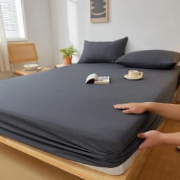 Cotton Fitted Sheet with Elastic Bands Non Slip Adjustable Mattress Covers for Single Double King Queen Bed 140/160/180/200cm